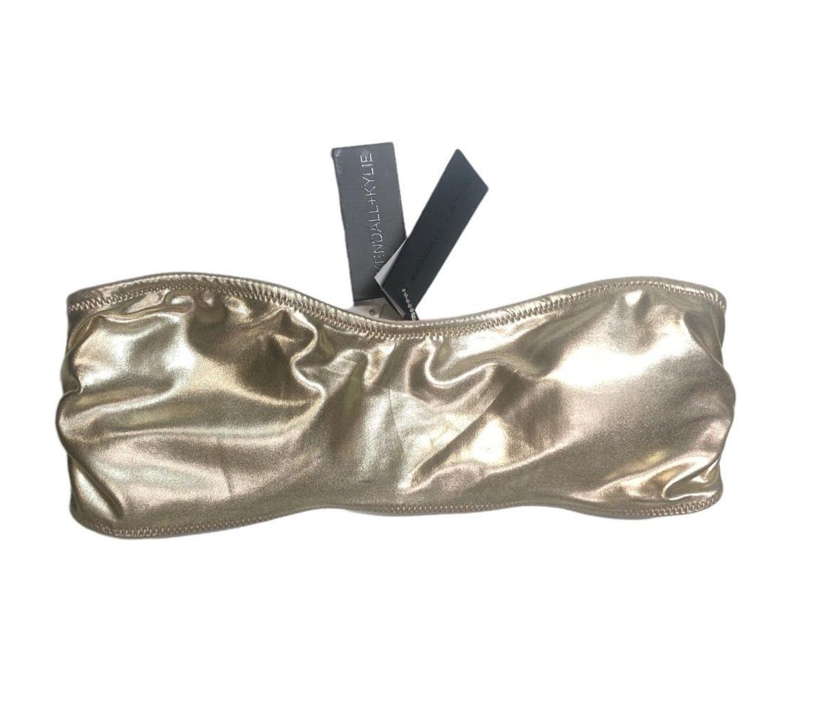 Kendall + Kylie Ladies Bandeau Swimsuit Top, Light Foil Gold, S